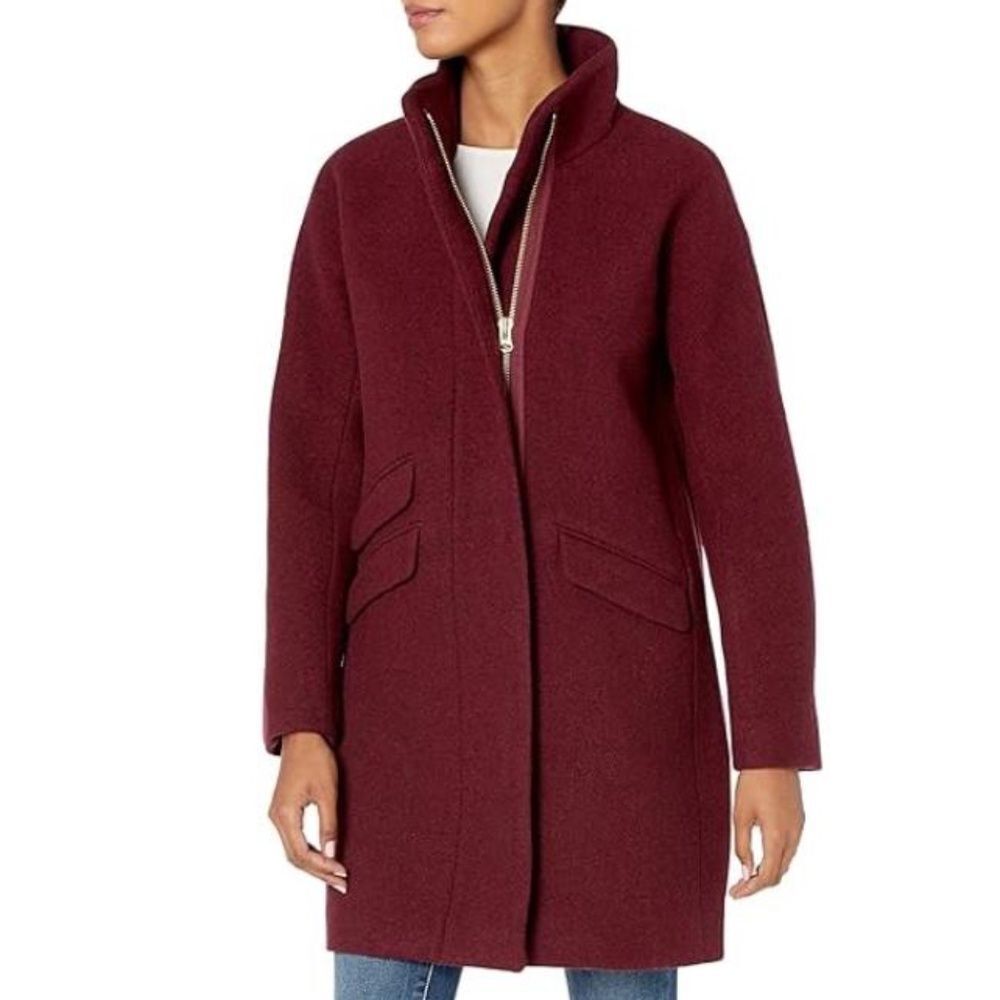 J. Crew Burgundy Wool Blend Zip-Front Coat - Picture 8 of 10